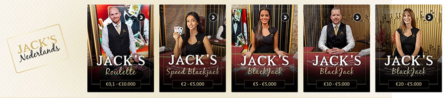 Jack’s Casino en Sport live blackjack en roulette